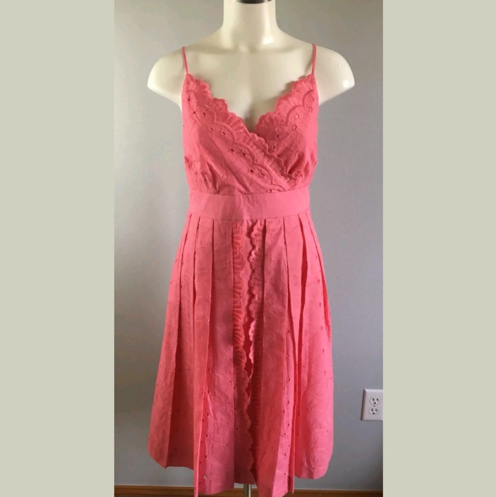 Eliza J NY Pink Cotton Eyelet Spaghetti Strap L